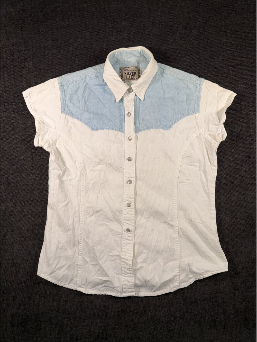 Wrangler Silver Lake Women's Western Style Short Sleeve Button-Up Shirt, Large